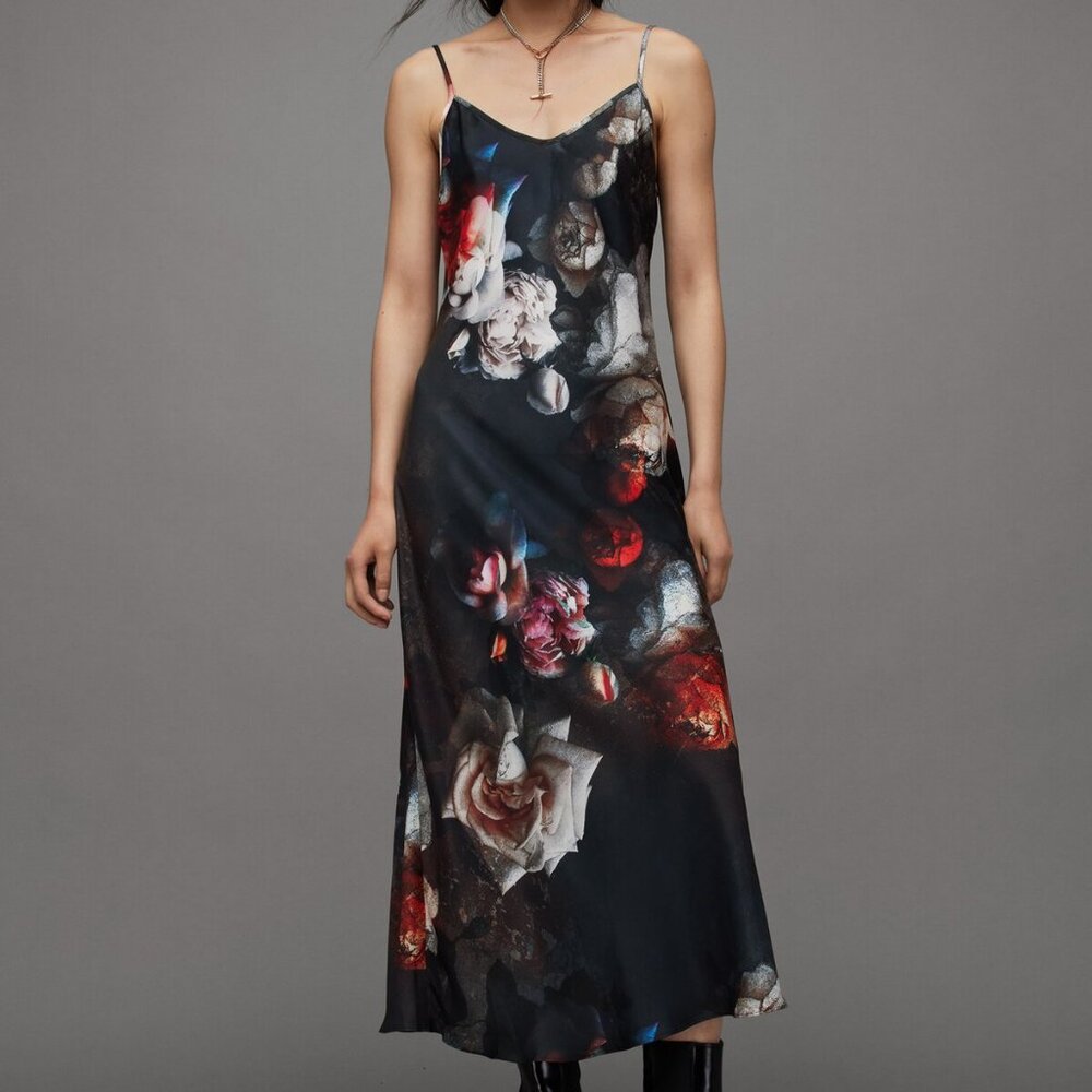 All Saints Bryony Rosalie Floral Midi Slip Dress